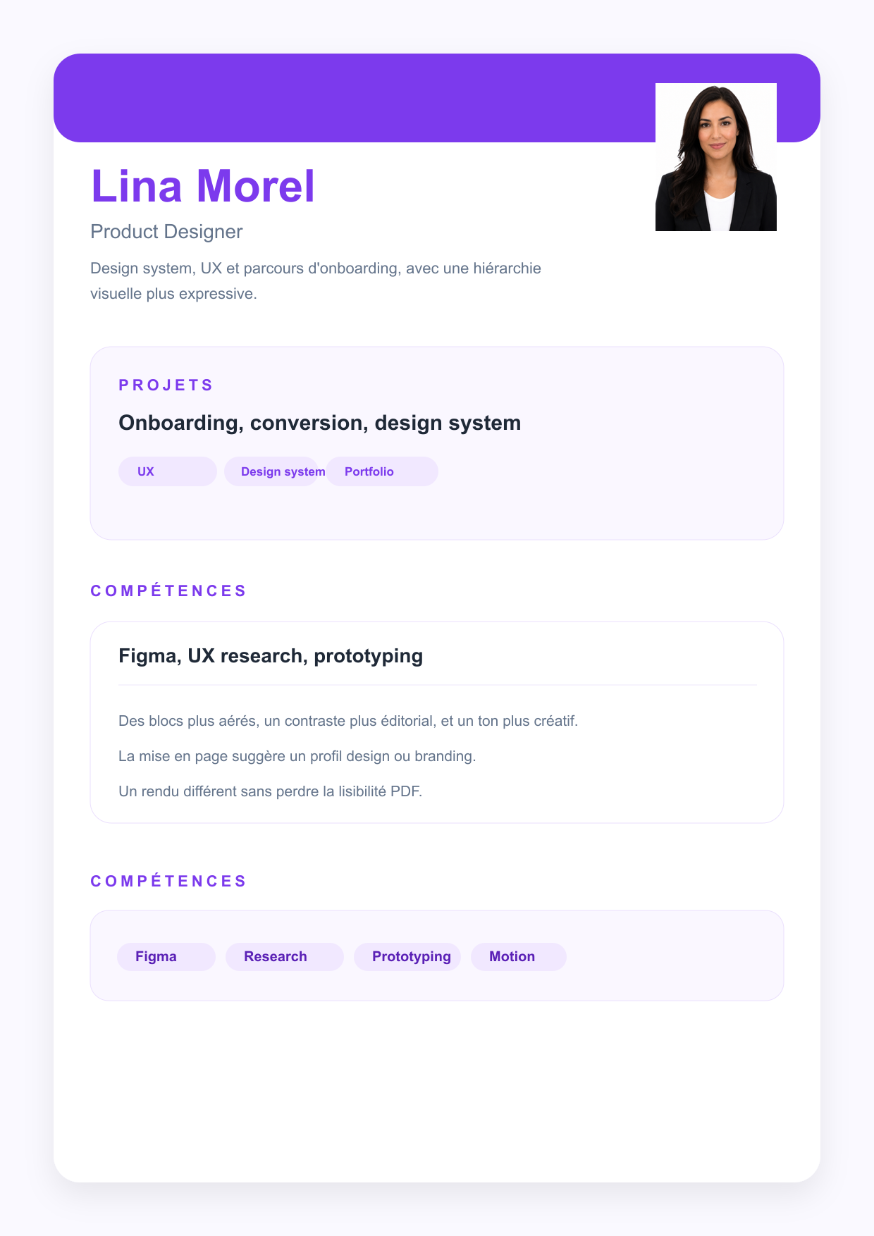 Aperçu du modèle de CV design