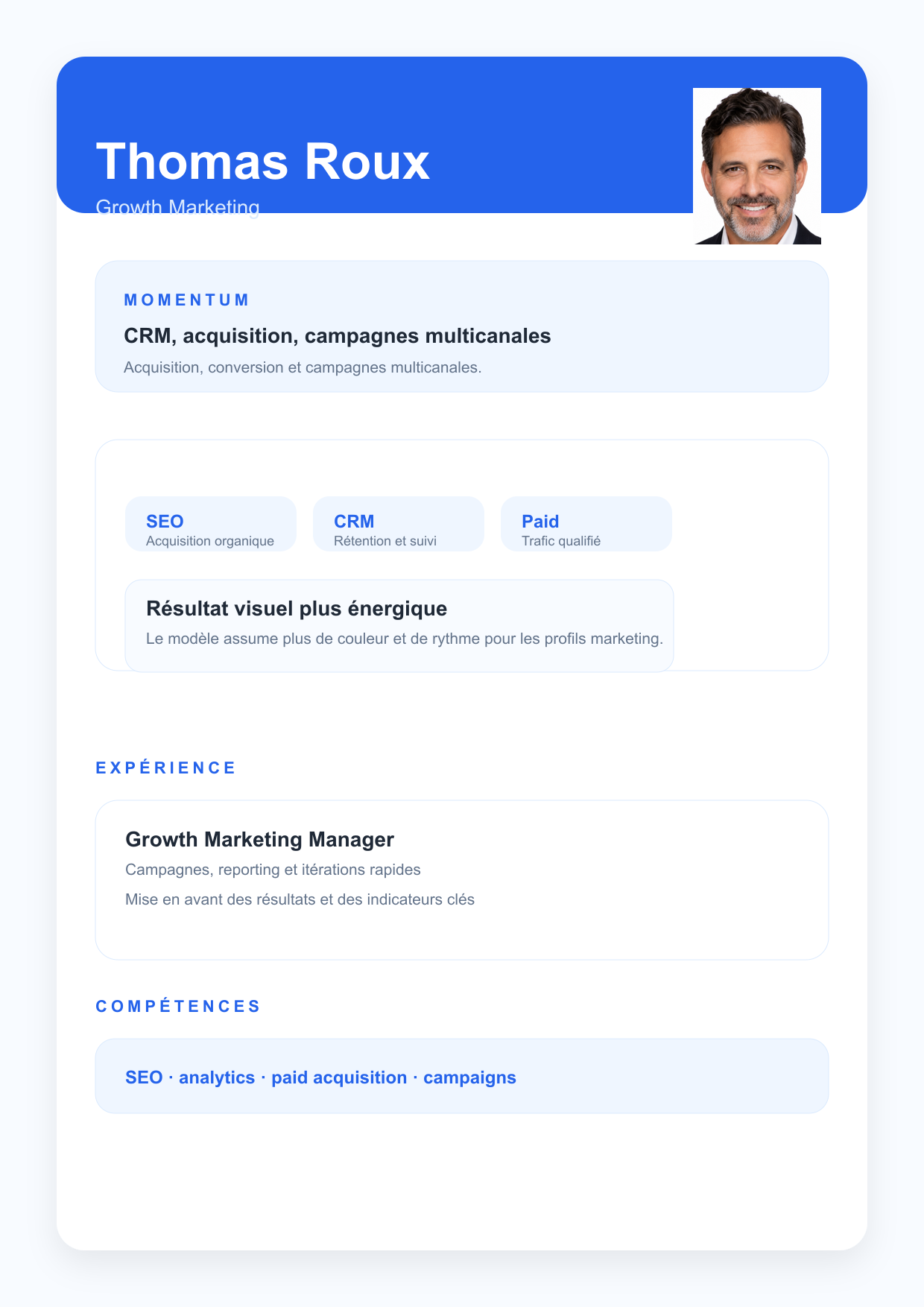 Aperçu du modèle de CV flashy