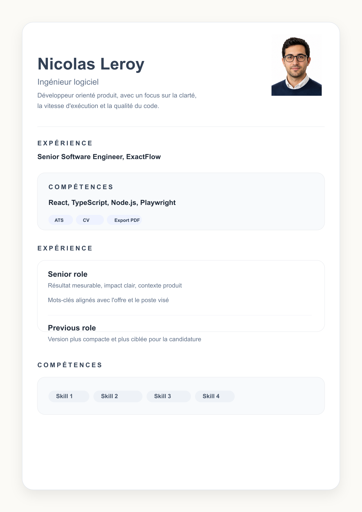 Aperçu du modèle de CV modern